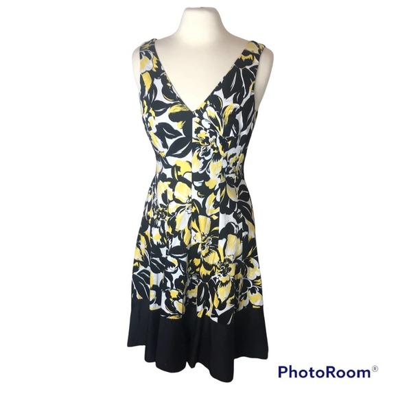 Nine West Dresses & Skirts - NINE WEST Black and Yellow Print fit and Flare Dress, size 10